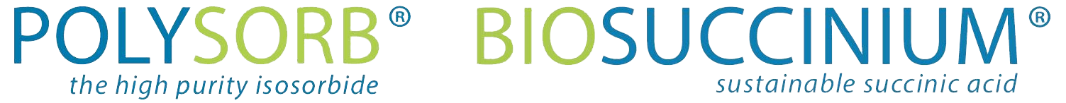Logo POLYSORB®, the high purity isosorbide - Logo BIOSUCCINIUM® sustainable succinic acid 